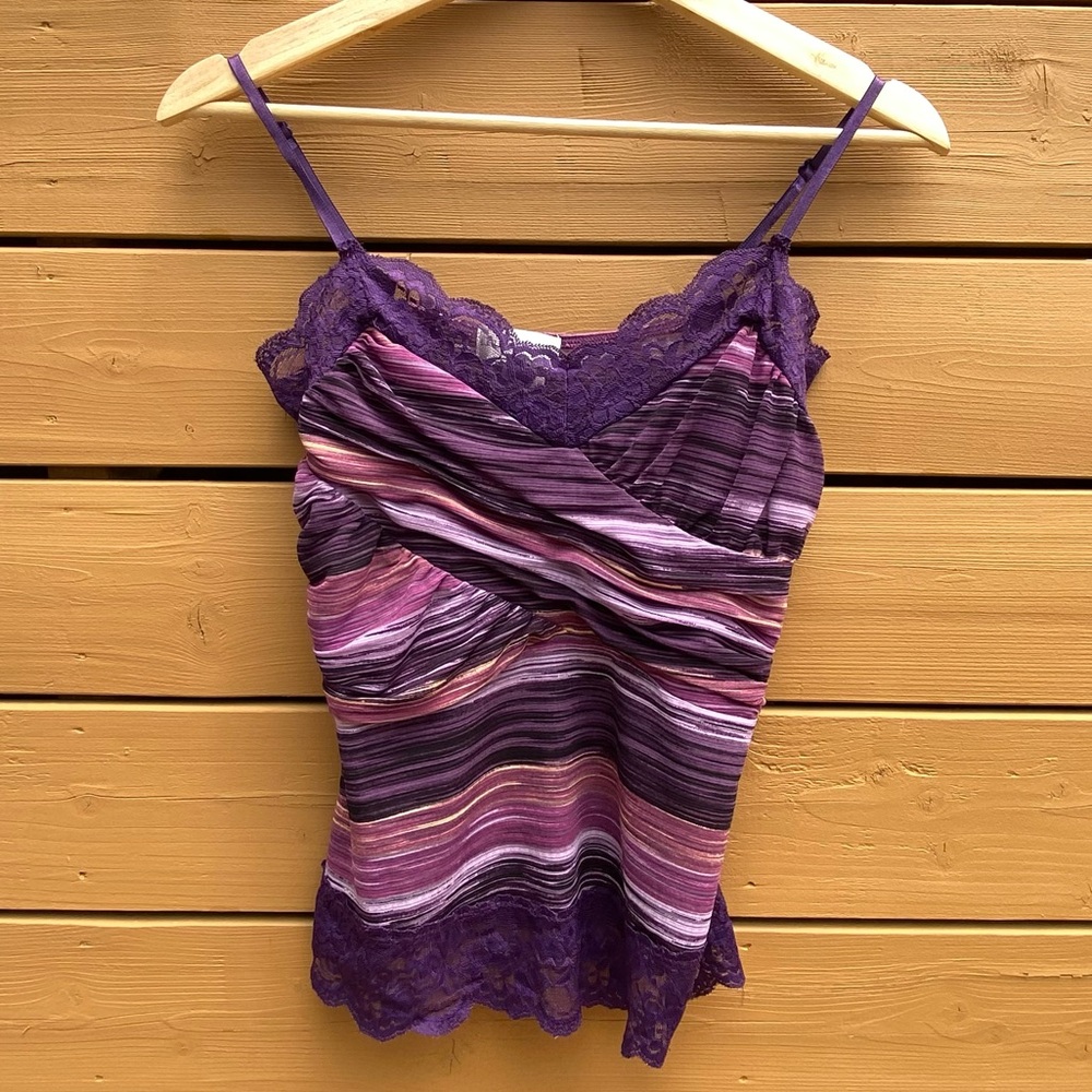 90s semi sheer tank top with lace detail